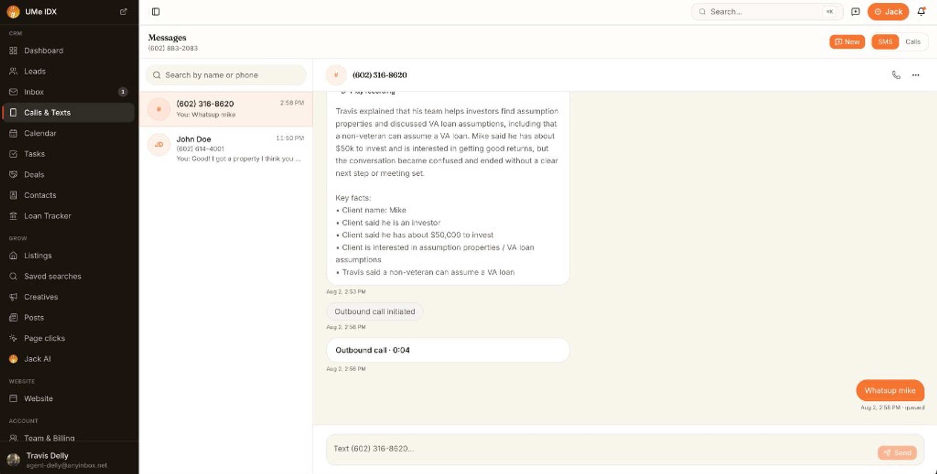 Calls & Texts with AI call summary and key facts