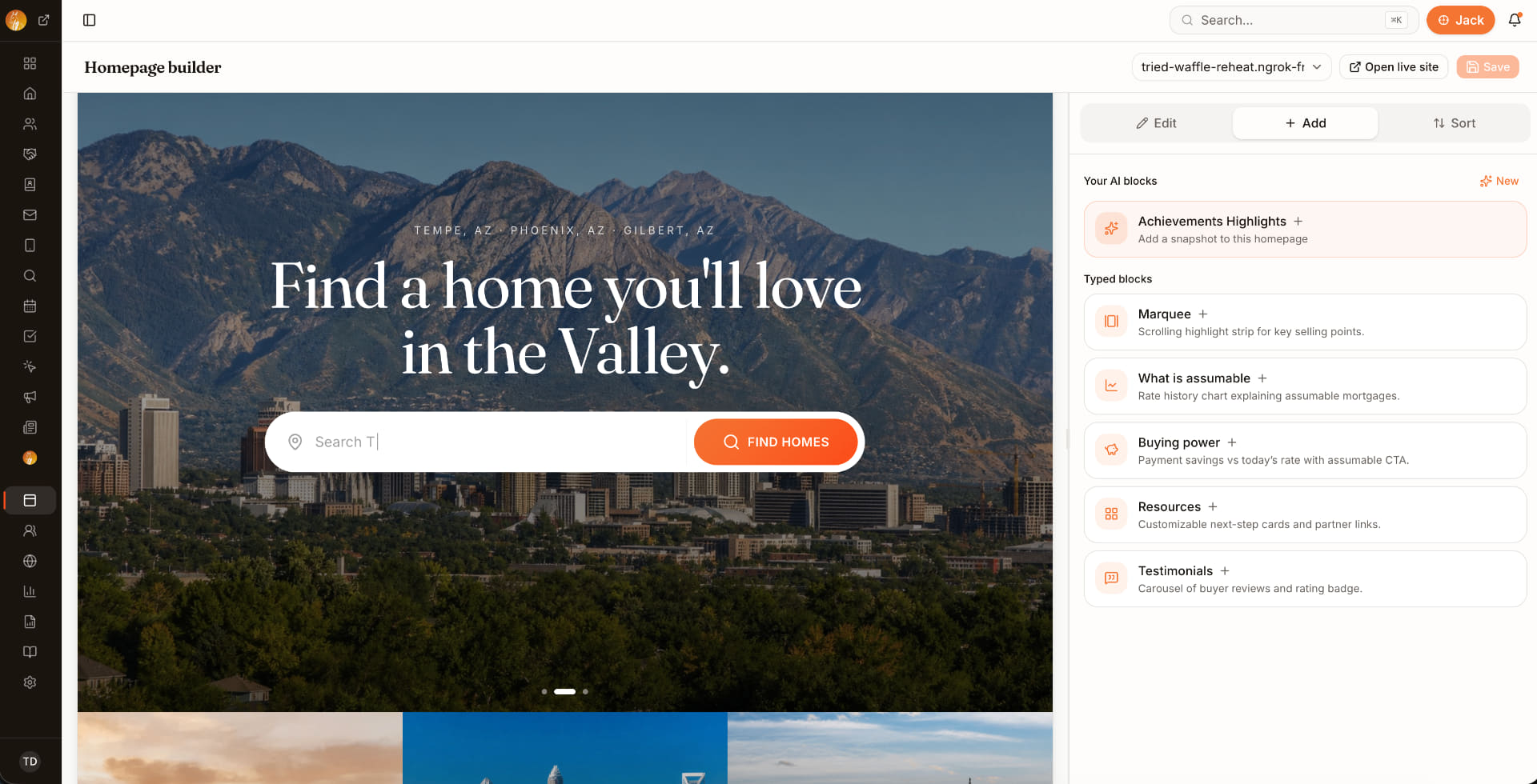 Homepage builder